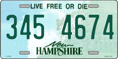 NH license plate 3454674