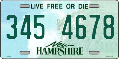 NH license plate 3454678