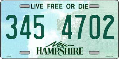 NH license plate 3454702