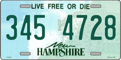 NH license plate 3454728