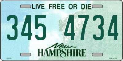 NH license plate 3454734