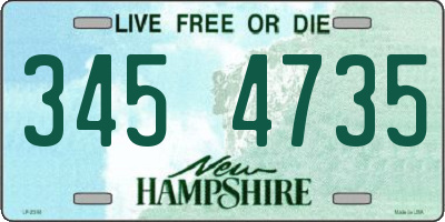 NH license plate 3454735