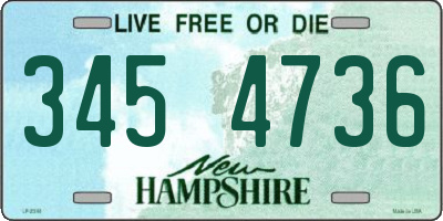 NH license plate 3454736