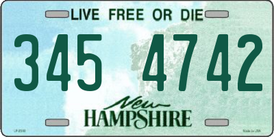 NH license plate 3454742