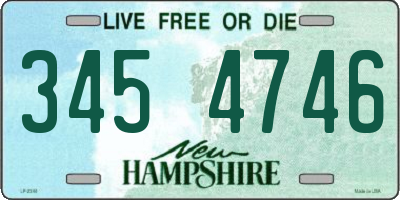 NH license plate 3454746