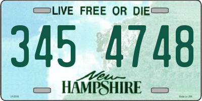 NH license plate 3454748