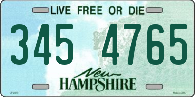 NH license plate 3454765