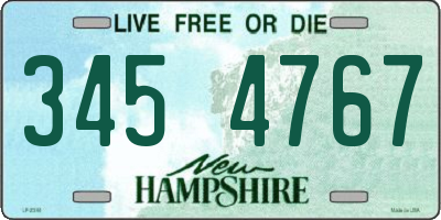 NH license plate 3454767