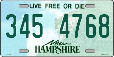 NH license plate 3454768