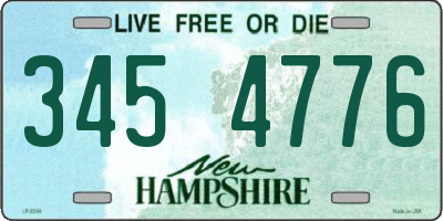 NH license plate 3454776