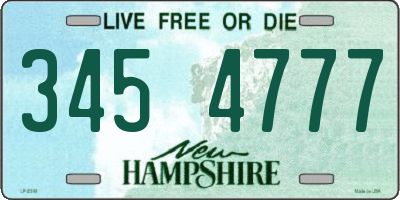 NH license plate 3454777
