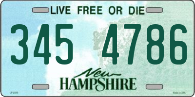 NH license plate 3454786
