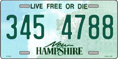NH license plate 3454788