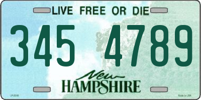 NH license plate 3454789