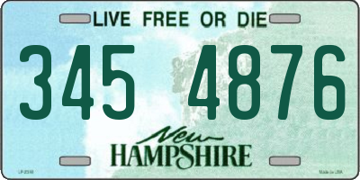 NH license plate 3454876