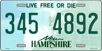 NH license plate 3454892