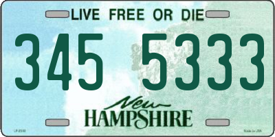 NH license plate 3455333