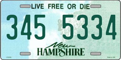NH license plate 3455334