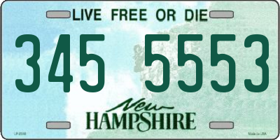 NH license plate 3455553