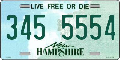 NH license plate 3455554