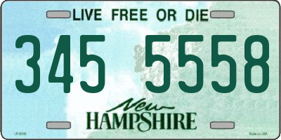 NH license plate 3455558