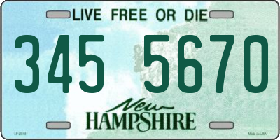NH license plate 3455670