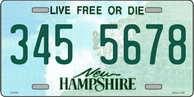 NH license plate 3455678