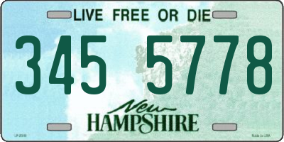 NH license plate 3455778