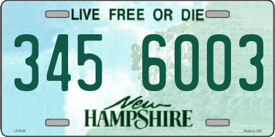NH license plate 3456003