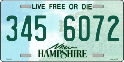 NH license plate 3456072
