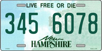 NH license plate 3456078