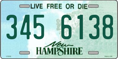 NH license plate 3456138