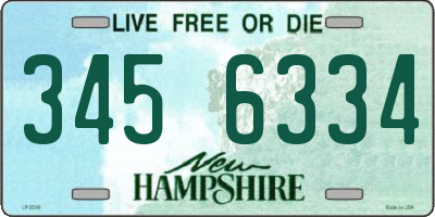 NH license plate 3456334