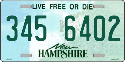 NH license plate 3456402