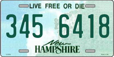 NH license plate 3456418