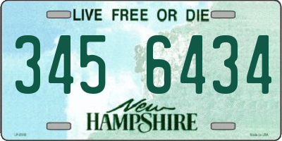 NH license plate 3456434