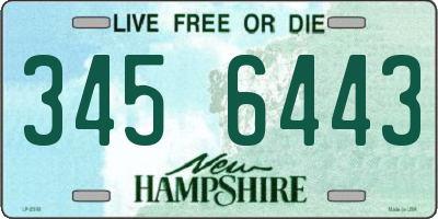 NH license plate 3456443