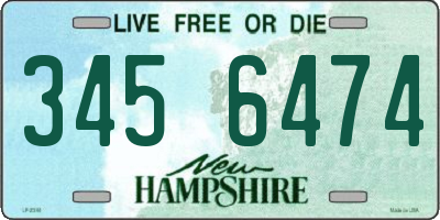 NH license plate 3456474