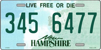 NH license plate 3456477