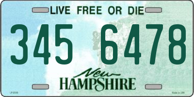 NH license plate 3456478