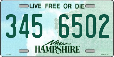 NH license plate 3456502