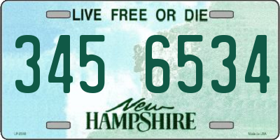 NH license plate 3456534
