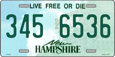 NH license plate 3456536