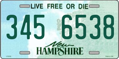 NH license plate 3456538