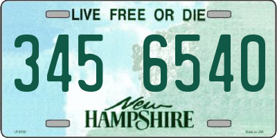 NH license plate 3456540