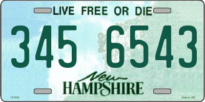 NH license plate 3456543