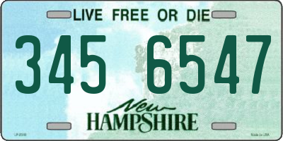 NH license plate 3456547