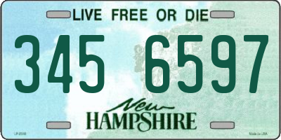 NH license plate 3456597