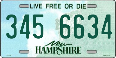 NH license plate 3456634