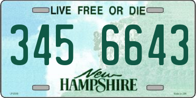 NH license plate 3456643